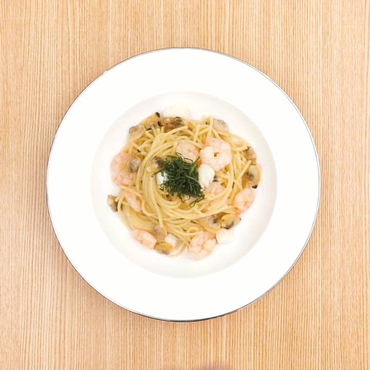 フライパン一つで作る♪ 和風シーフードパスタ