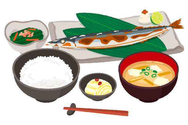 5_イラスト_和定食：イラスト無料