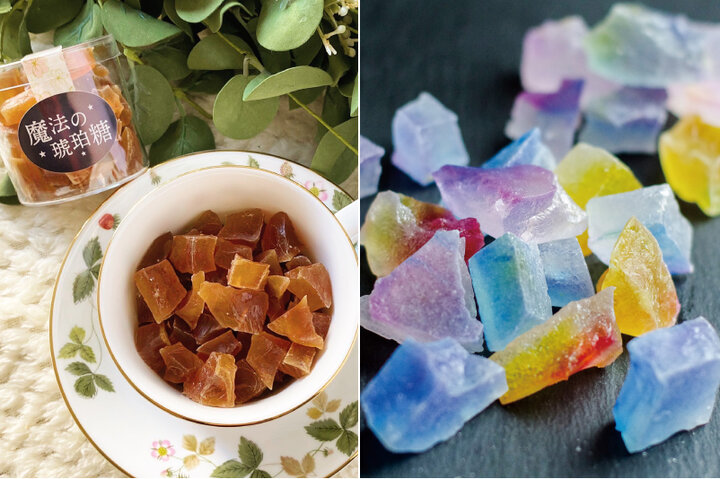 写真 「午後の紅茶」の「熊本県産いちごティー」使用した「琥珀糖」「氷ミルク」「氷炭酸」など