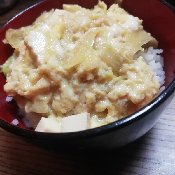 キャベツとむね肉の親子丼