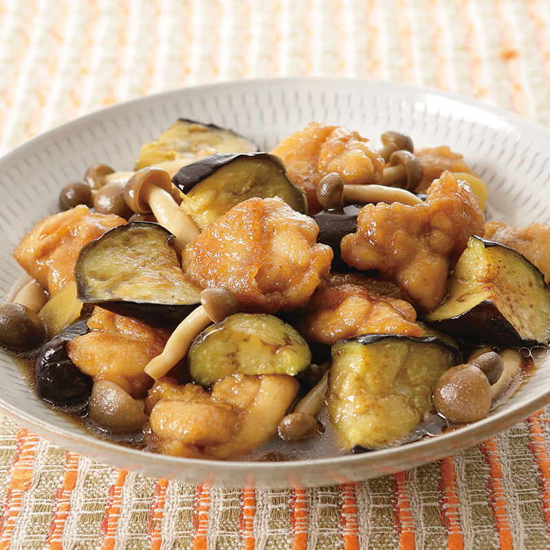 むね肉1枚大満足 とろとろ茄子と鶏肉、きのこのスタミナ炒め