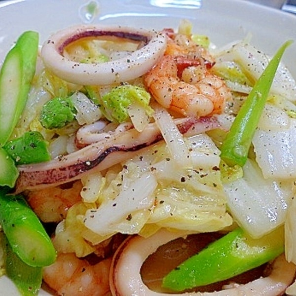 イカとエビのケチャマヨ炒め