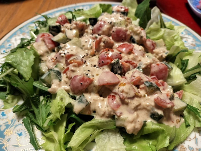 豆腐ときゅうり揉みトマトの和風サラダ