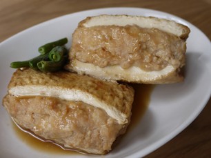 あっさり鶏ミンチの厚揚げサンド レシピ・作り方 by jaran0705 - 楽天レシピ
