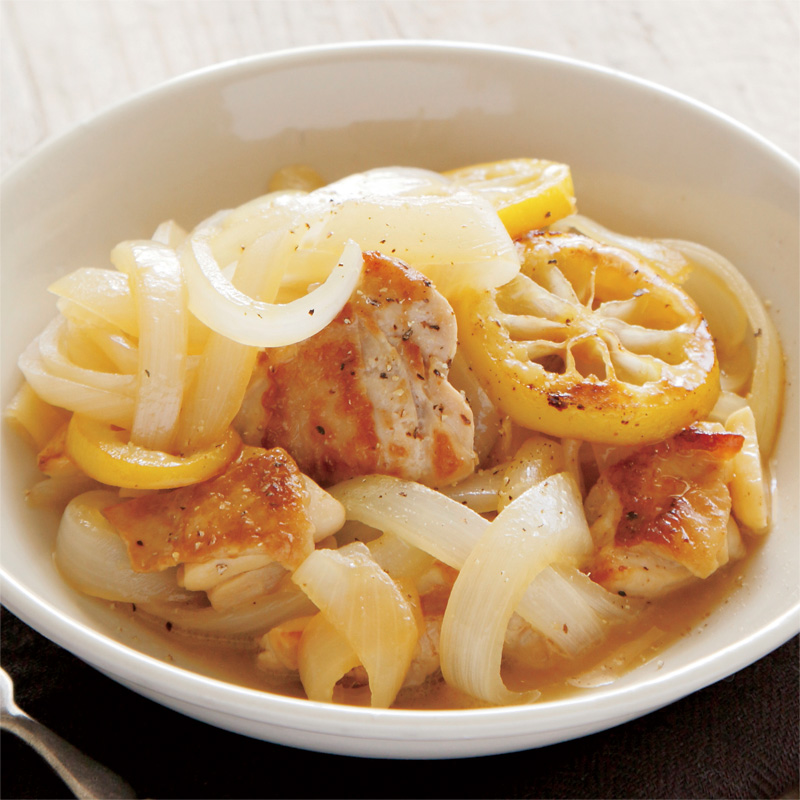 なすと玉ねぎの酢鶏