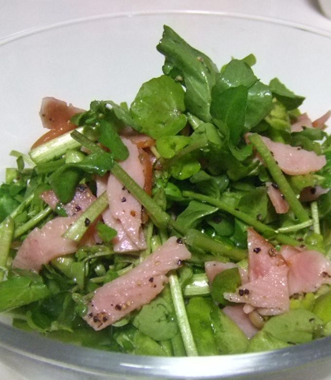 クレソンとしめじのガーリック炒め