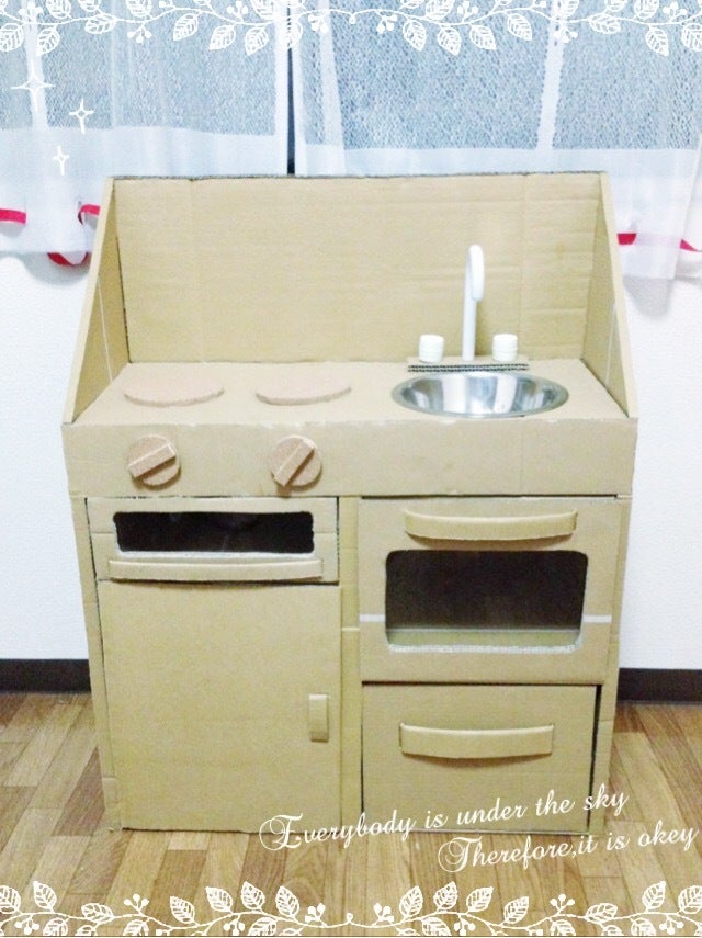 100均の材料で作れる！段ボールキッチンの作り方フルイク