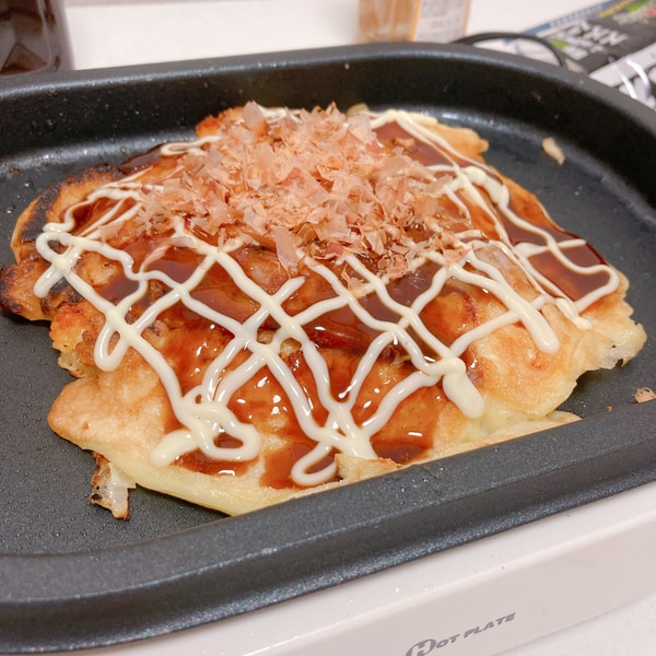 こってり大満足！ とろ〜りチーズの豚キムチお好み焼き