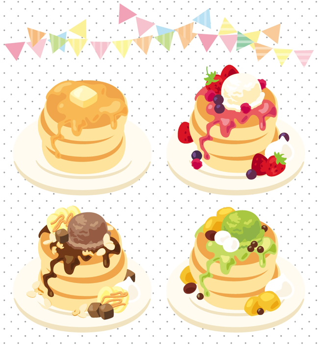 1月25日はホットケーキの日！ホットケーキのイラスト素材セット特集 デジナーレカフェ