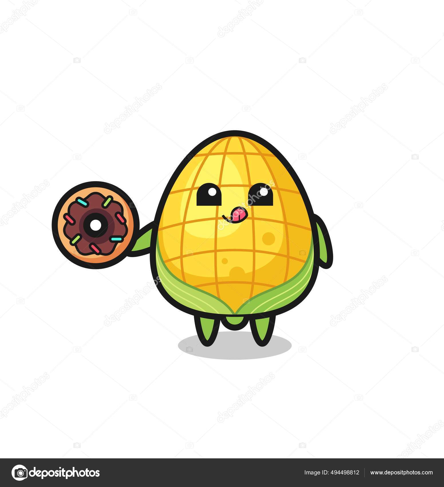 ドーナツを食べる白い猫の無料 フリー イラストかわいい手描きの無料素材「てがきっず」保育園・小学校・介護施設にぴったりのフリー素材イラスト