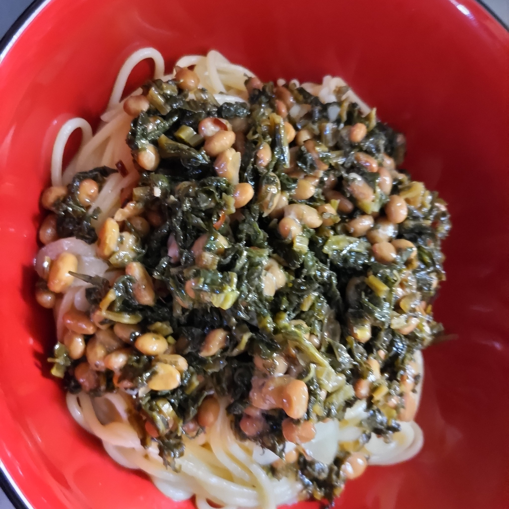 簡単！にんにく醤油の納豆パスタ