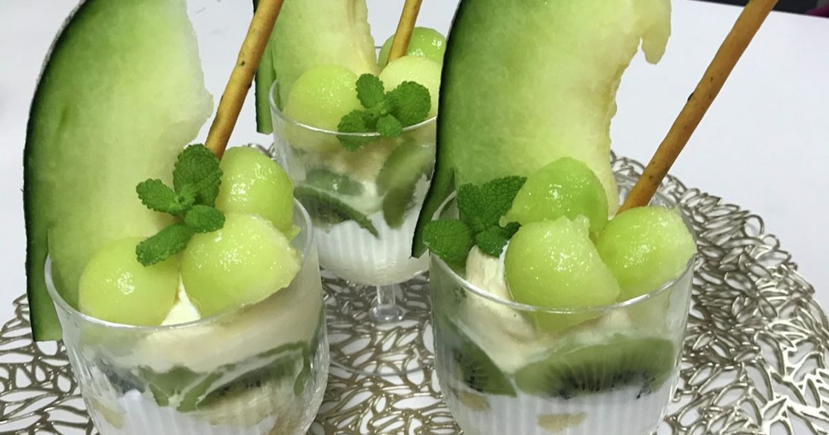 メロンパフェ手作りレシピ♪代用品でメロンを丸くくり抜く方法アラフォーふんわりマグママのブログ