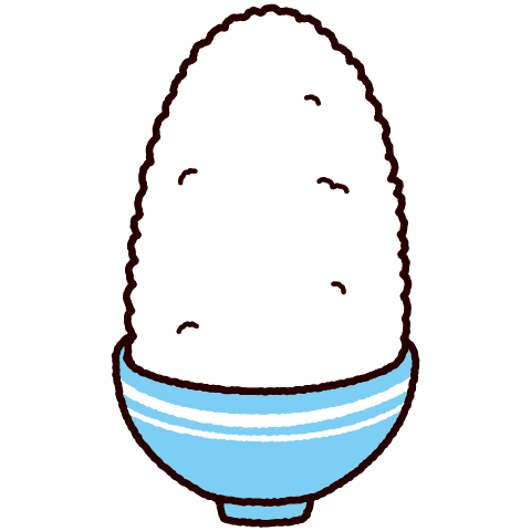 稲穂を持っているかわいい山盛りご飯のイラストのイラスト素材102476034- PIXTA