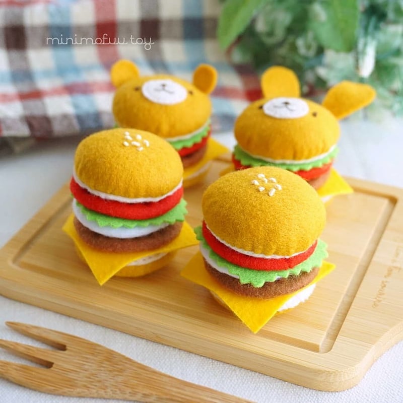 ハンバーガー フェルトままごとブック- 型紙屋 かわうそブック