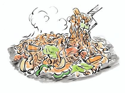 のぼり旗 焼きそば 下部イラスト付J99-232- のぼり旗通販のサインモール