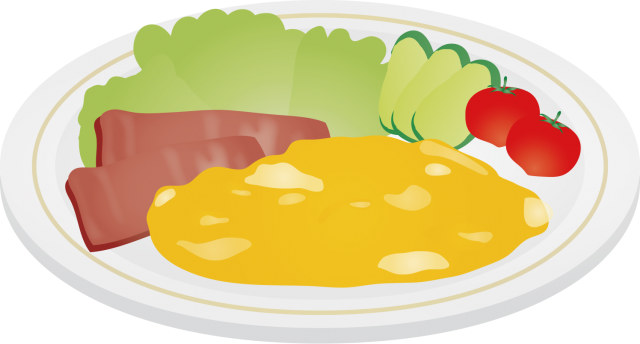 朝ごはんを食べる男の子のイラスト モノクロ