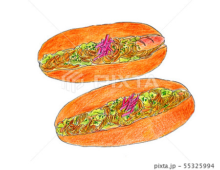 焼きそばパンのイラスト無料のフリー素材 イラストエイト