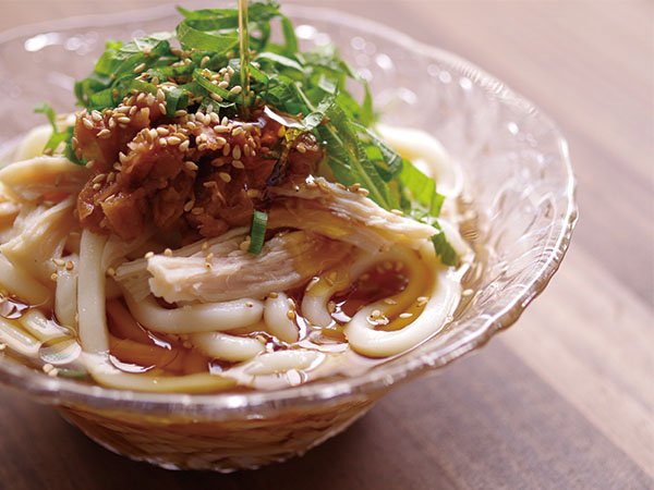 さっぱり♪豚肉となすの冷やしうどん！めんつゆなし