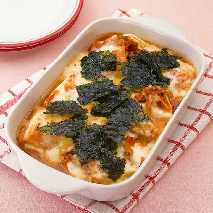 豆腐とキムチのチーズ焼き