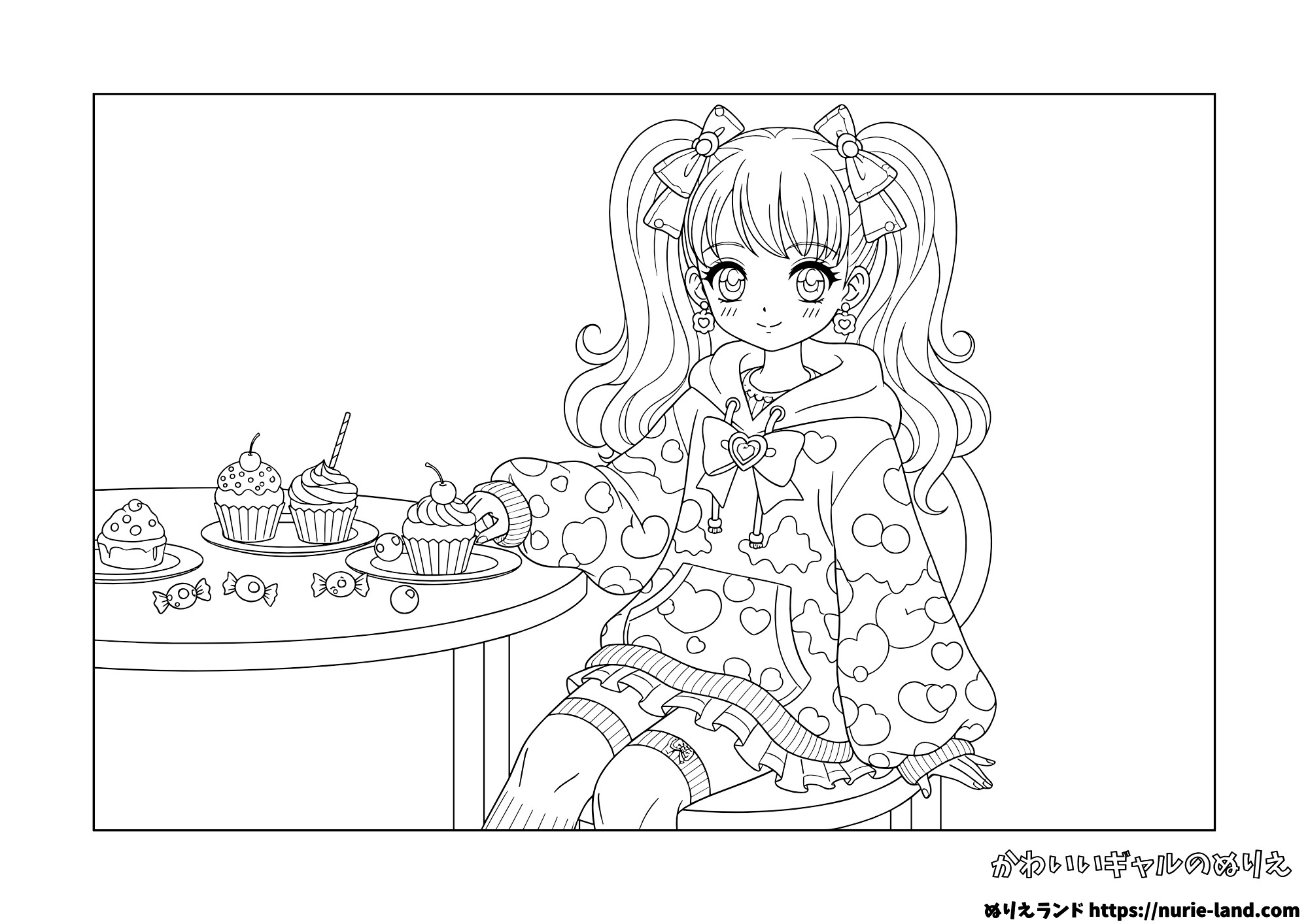 無料のかわいいカップケーキのぬりえぬりえパーク