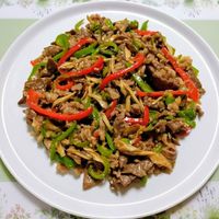 白菜のチンジャオロース つゆの素使用