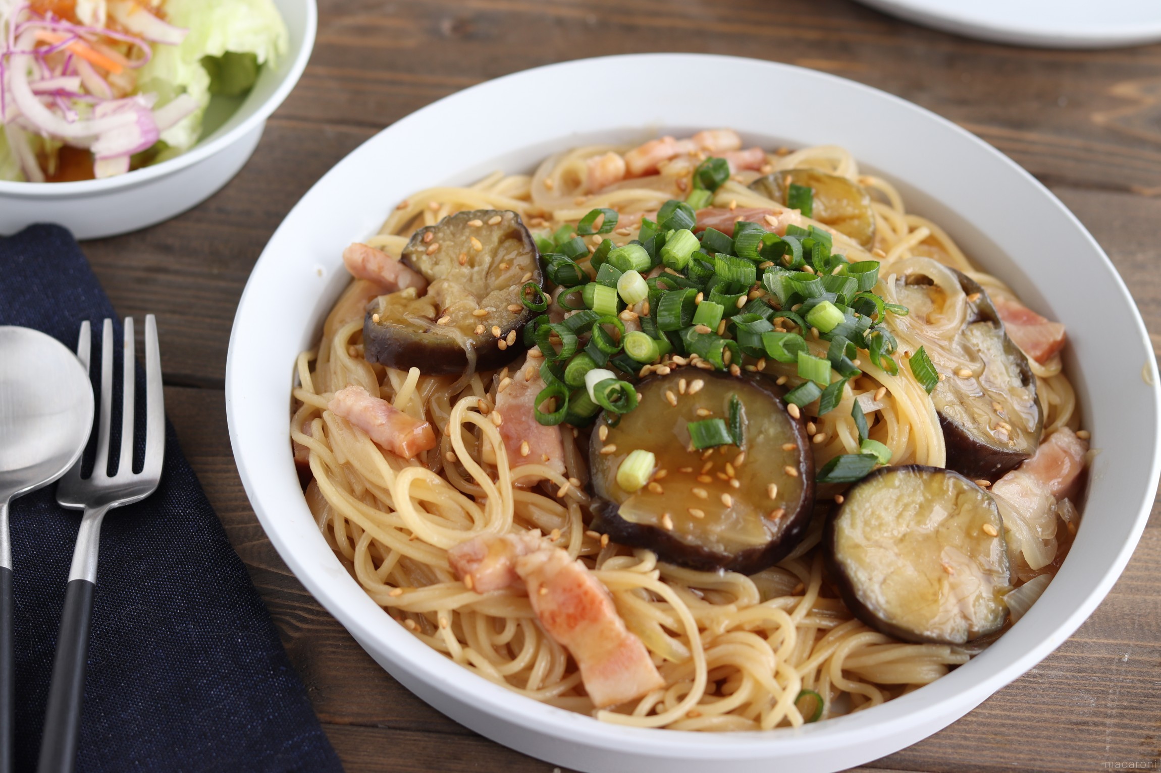 茄子とベーコンの和風炒め