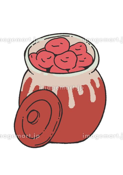 梅干しと紫蘇 大葉 のイラスト商用フリー 無料 のイラスト素材なら「イラストマンション」