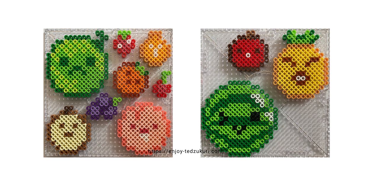 アイロンビーズ図案・小さめ・季節 夏・食べ物手作りしてみたよ♪