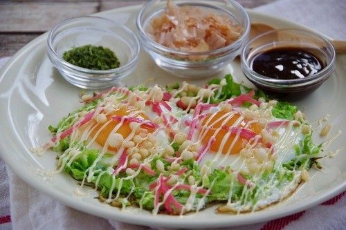 白菜とれんこんのお好み焼き