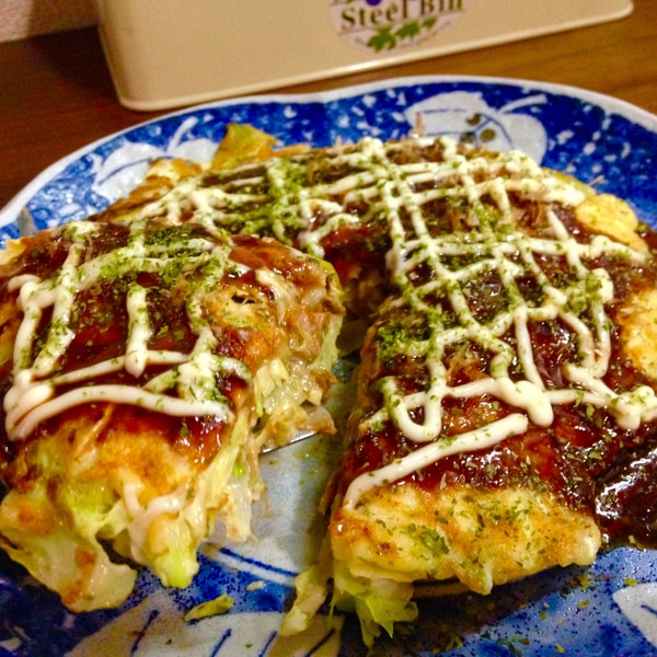片栗粉で美味すぎる♪キャベツだけなのに奥深いお好み焼き