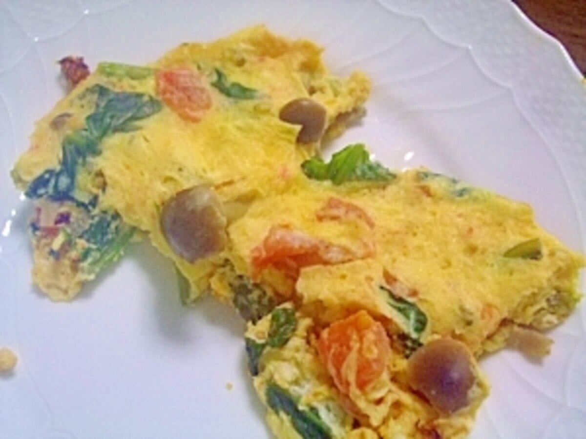 卵がふわふわ♪ ほうれん草のオープンオムレツ