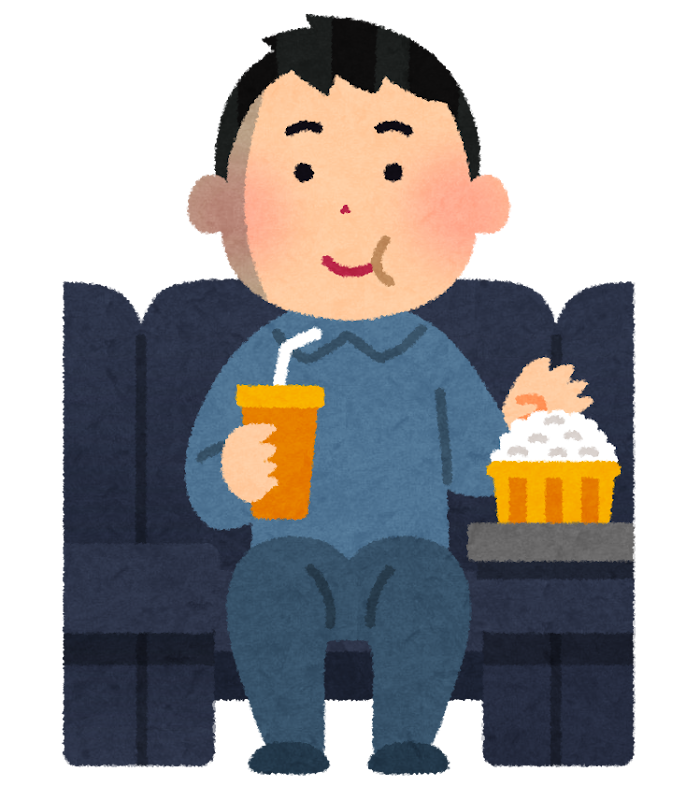 ポップコーンを食べて幸せそうなねこのキャラクターのイラスト素材60095035- PIXTA