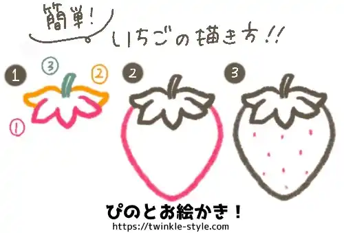 ３つのイチゴ - フリー素材集「イラストのっく」