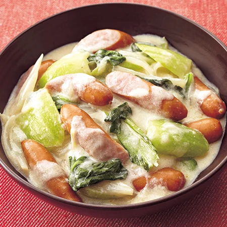 チンゲンサイとホタテの豆乳クリーム煮