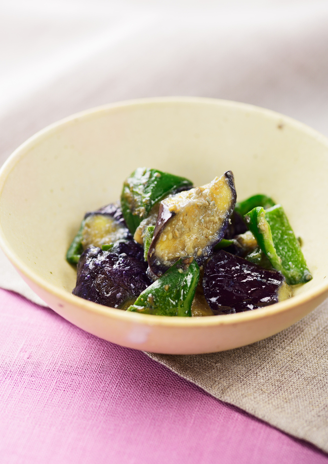 なすとピーマンの味噌炒め