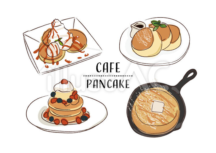 ホットケーキ・パンケーキのイラスト お菓子 : ゆるかわいい無料イラスト素材集
