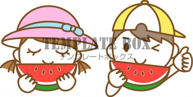 スイカに座ってスイカを食べる女の子イラスト画像とPSDフリー素材透過の無料ダウンロード - Pngtree