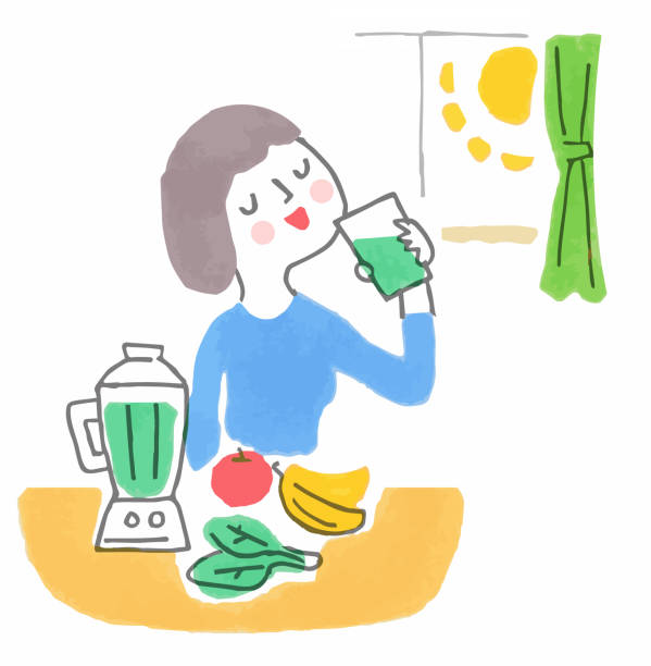 ドリンクを飲む女性 <オレンジ＞のイラスト素材37707536- PIXTA