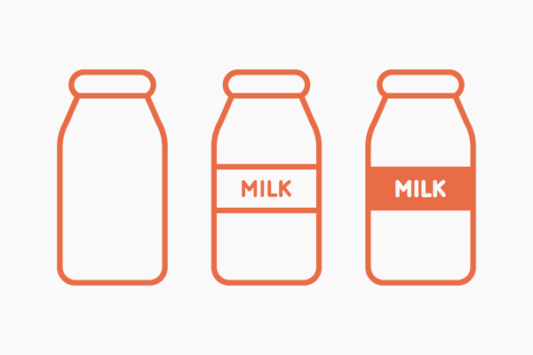 牛乳瓶マークの年賀状イラストのフリー素材イラストイメージ