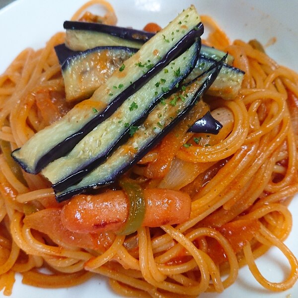 ささっと１人前レシピ なす、ピーマン、ひき肉のナポリタン