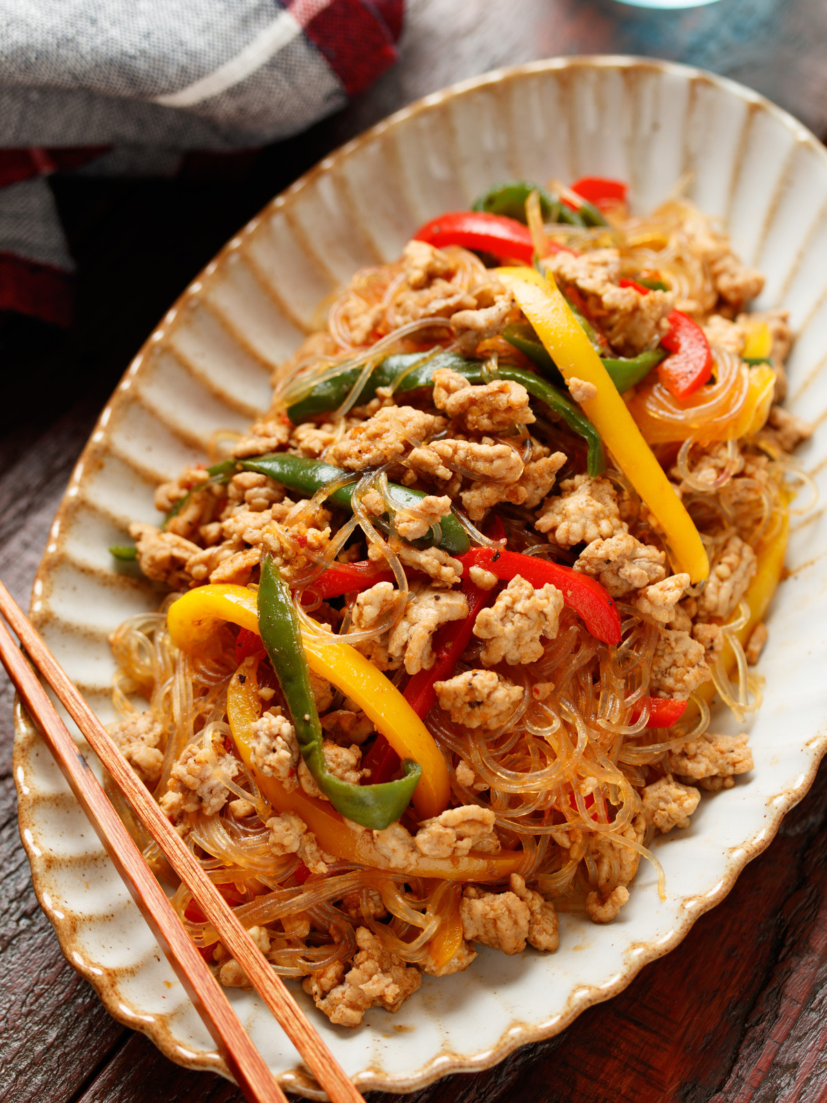 ひき肉ともやしのチャプチェ風 レンジで1発！ご飯が進む♪