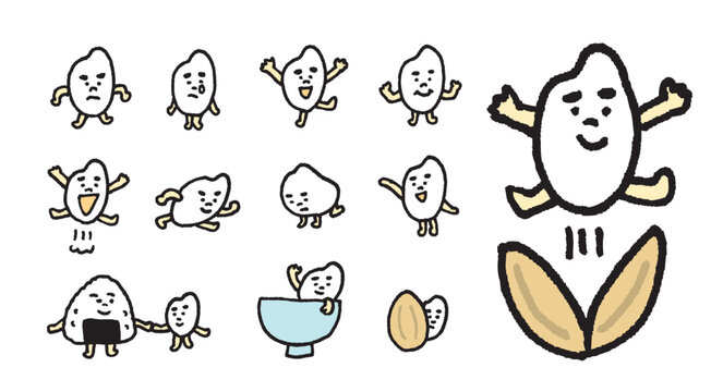 食べ物 ジャポニカ米とインディカ米のかわいいフリーイラストフタバのフリーイラスト