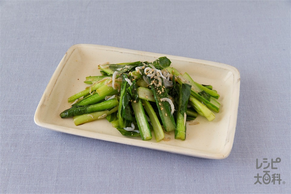 小松菜としらすのにんにく醤油炒め