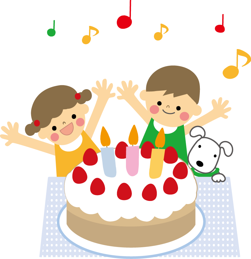 5才の誕生日ケーキイラストのフリー素材イラストイメージ