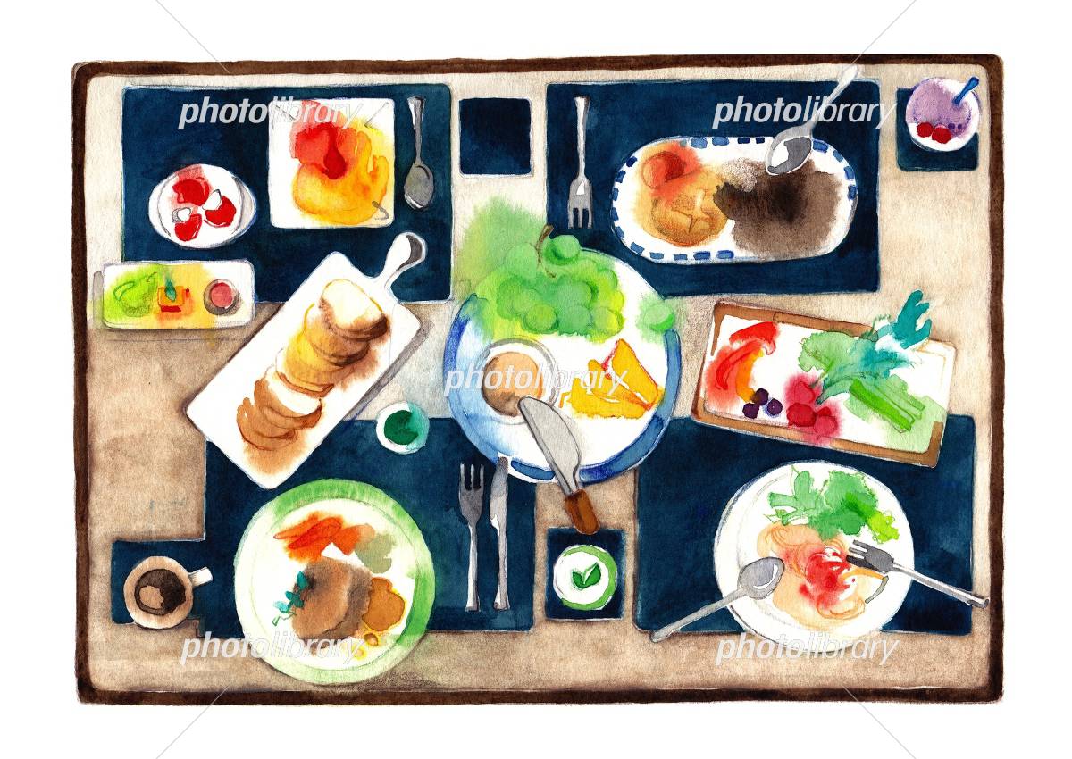 食卓を囲みいただきますと唱える家族のイラスト素材92915485- PIXTA