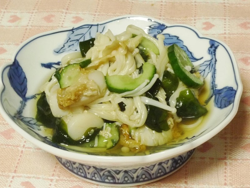 ベビーホタテと胡瓜とワカメの酢の物♪