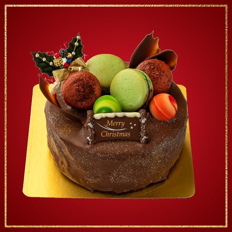 カメラノカンヅメ Canned Cameraマカロンがのったチョコレートケーキ