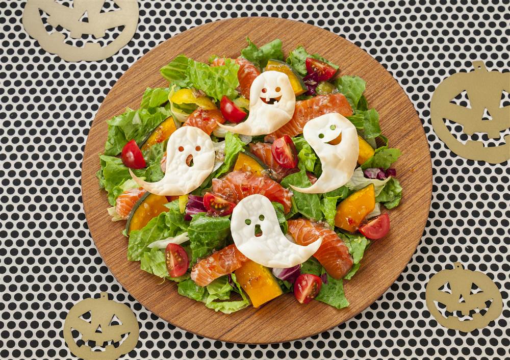 ハロウィンメニュー やっぱりハロウィンといえばコレだね！おばけだらけのハロウィンサラダ - YouTube
