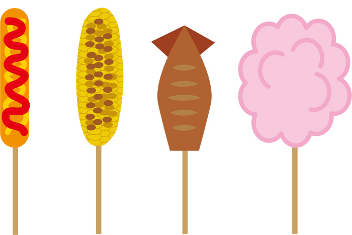 無料素材お祭りの屋台の定番、たこ焼きを描いたフリーイラスト