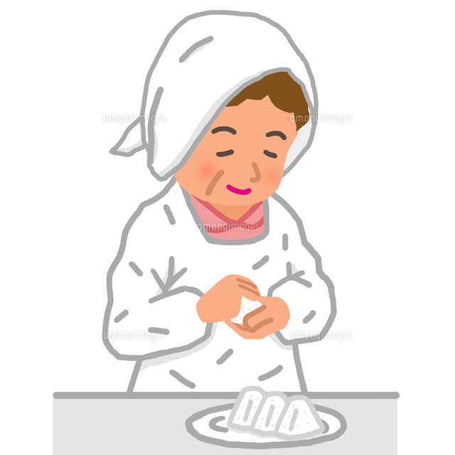 白米のおにぎりを握る 人の手と料理の手描き水彩イラスト素材のイラスト素材FYI08000295ストックフォトの QleanMarket キュリンマーケット